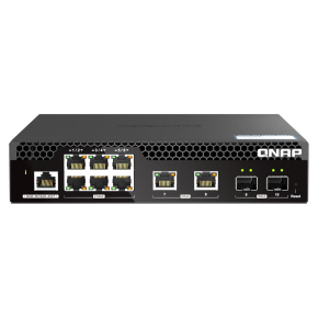 QNAP riadený PoE++ switch QSW-M2106PR-2S2T (6x 2,5GbE RJ45, 2x 10GbE RJ45, 2x 10GbE SFP+, malá šírka)