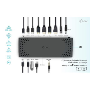 i-tec USB 3.0 / USB-C / Thunderbolt Dual Display Docking Station + PD 100W