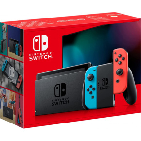 Nintendo Switch console with neon blue&red Joy-Con