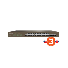 Tenda TEG5328F Gigabit L3 Managed Switch, 24x RJ45 1Gb/s, 4x SFP, STP, RSTP, MSTP, IGMP, VLAN, Rack