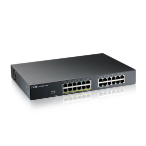 ZyXEL GS1915-24EP, 24-port GbE, 12 port PoE, 130 Watt 802.3at, rackmount, fanless, Smart hybrid mode Switch, stand