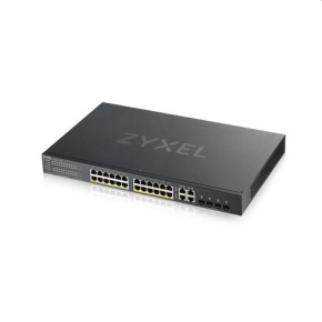 Zyxel GS1920-24HPv2, 28 Port Smart Managed PoE Switch 24x Gigabit Copper PoE and 4x Gigabit dual pers., hybrid mode, 375 Watt PoE