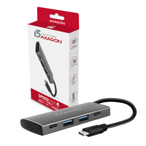 AXAGON HMC-4G2, USB-C 3.2 Gen 2 10 Gb/s húb, porty 2x USB-A + 2x USB-C, kábel USB-C 13cm