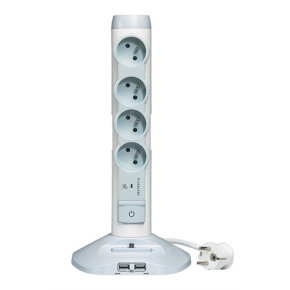 Legrand - zásuvkový sloupek 230V/16A, 4x2P+T + 3xUSB, 2M (bílá)