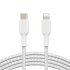 BELKIN kábel opletaný USB-C - Lightning, 1m, biely