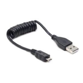 Kábel USB A Male/Micro B Male, 0.6m, krútený, čierny