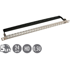 19'' modulárny neosadený high-density patch panel Solarix 24 portov 0,5U SX24HDM-0-STP-SL-UNI