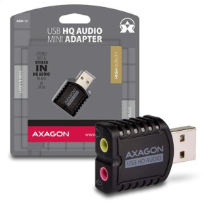 AXAGON ADA-17, USB 2.0 - externá zvuková karta HQ MINI, 96kHz/24-bit stereo, vstup USB-A
