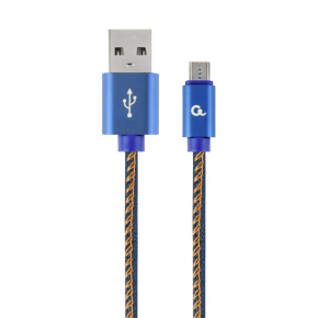 Gembird oplietaný denim USB-A/microUSB kábel 1m