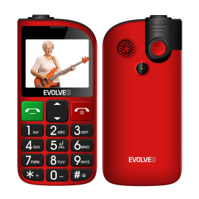 EVOLVEO EasyPhone FL, mobilný telefón pre seniorov s nabíjacím stojanom, červená