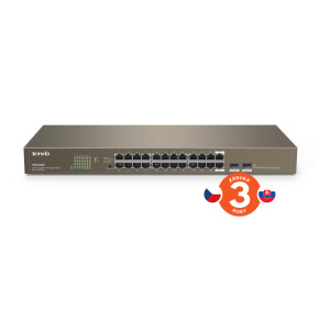 Tenda TEG1024F 24x Gigabit s SFP, 22x RJ45 + 2x SFP/RJ45, Fanless - bez ventilátorov, Rack, 6kV